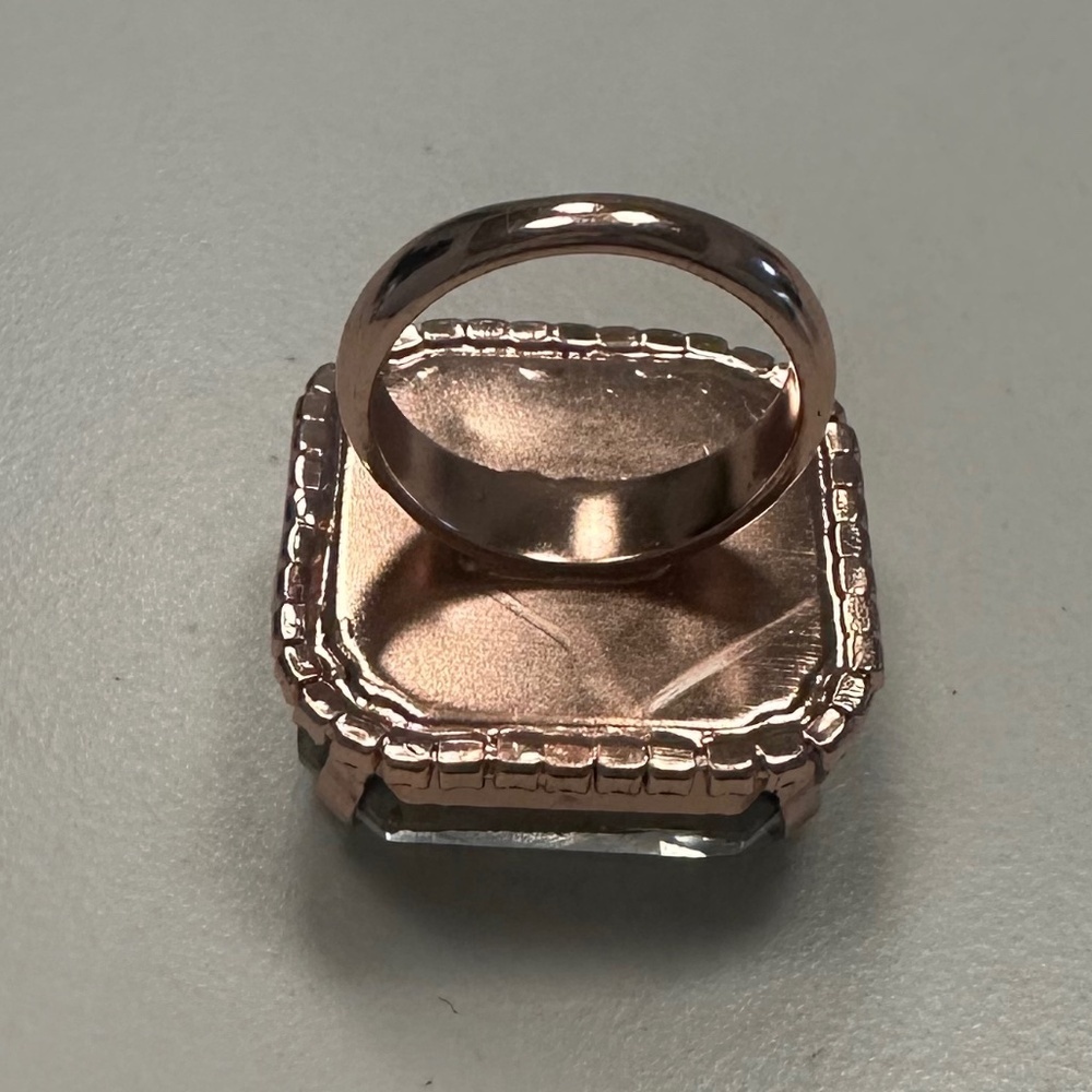REBEKAH PRICE - Statement Square Crystal Ring in Rose Gold Plated Square Ring - Picture 11 of 12